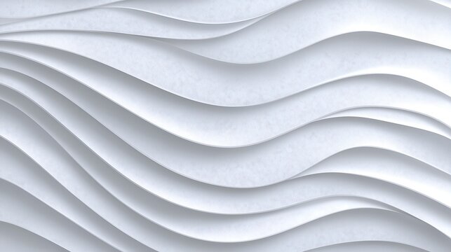 Abstract white wavy 3d panel texture background with soft shadows and depth - Powered by Adobe