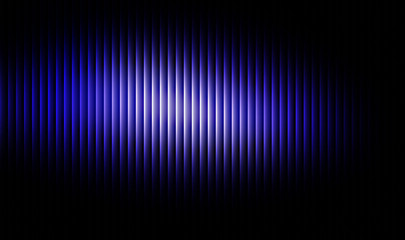 Obraz premium Abstract background features glowing vertical blue and white light bars radiating brightly from the center against total darkness