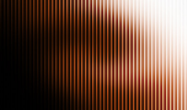 Abstract vertical blind texture background features a dynamic gradient transition from deep black shadow to bright white illumination across its surface.
