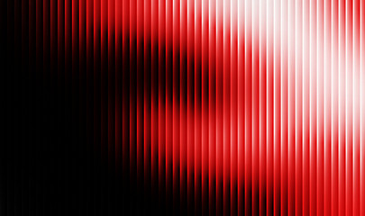 Abstract background features vibrant red vertical parallel lines subtly fading into deep black shadow with brilliant white highlights