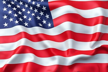 Fototapeta premium American national flag realistic waving fabric isolated high resolution picture