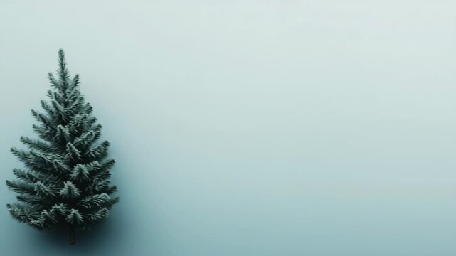 Rotating snowy christmas tree top view animation