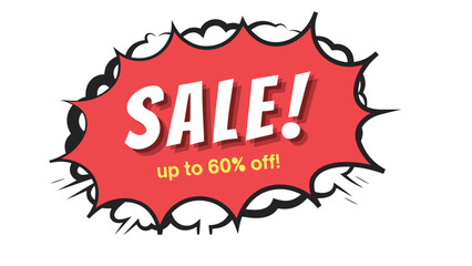 sale promotion in comic burst explosion advertisement