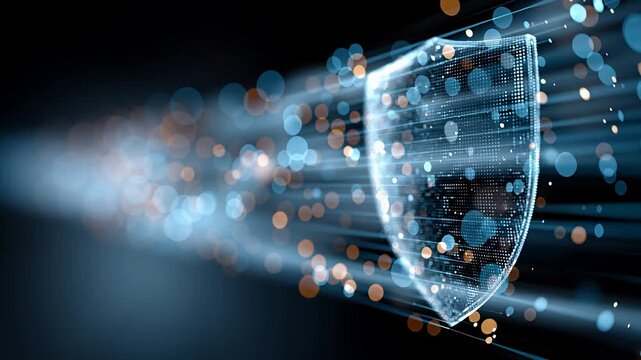 Digitales Schutzschild als Symbol f&uuml;r Cybersicherheit und Datenschutz