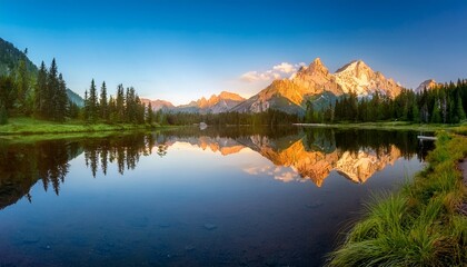mountain reflection at sunrise