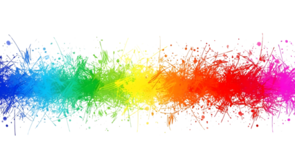 Rainbow paint splashes isolated on a transparent background colorful abstract