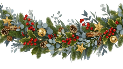 Christmas floral arrangement isolated on transparent background