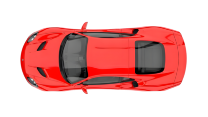 Red sports car view isolated on a transparent background vehicle automobile
