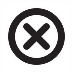 Obraz premium Cross mark in circle icon. X letter mark in circle symbol icon. Icon symbol for close, fail, error, cancel, delete, wrong, reject. Vector button icon.