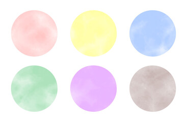 水彩タッチの丸いシール風イラスト