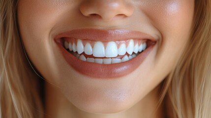 Obraz premium A close-up photograph depicts a person's teeth with white fillings visible against natural skin.