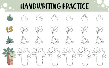 Plant Tracing Worksheet for Preschool Handwriting Practice