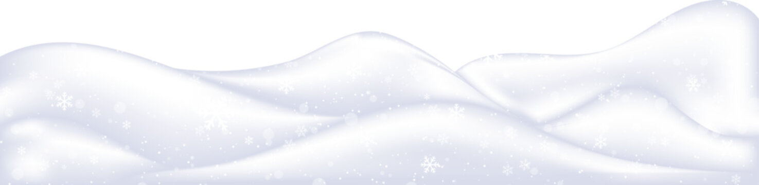 Snowy winter ground border, white snowdrift hills transparent png landscape footer for banner or seasonal background design