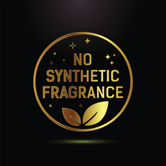 Golden no synthetic fragrance label with leaf