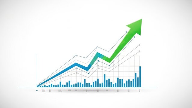 Upward trends of financial markets displayed through dynamic chart visualization - Powered by Adobe