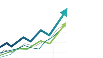 Upward trajectory visualization with colored directional arrows signifying progress and business
