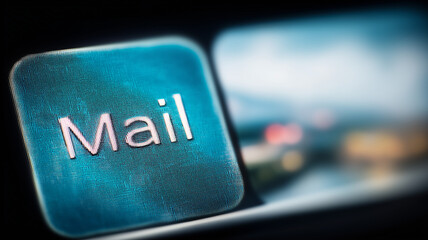 A digital mail icon captured in macro detail, illustrating communication systems and symbolizing connectivity, information flow and modern digital interaction.
