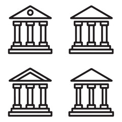 Bank and Court House Outline Icons for Business Design