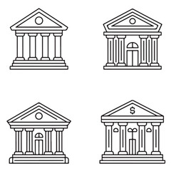 Ancient Classical Building Icons &ndash; Bank and Court Vector