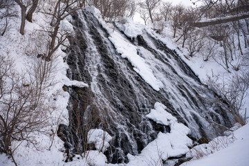 Frozen Oshinkoshin Falls in Winter, Shiretoko, Hokkaido / Frozen waterfall landscape in Japan /オシンコシンの滝