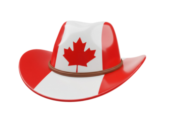 Canadian flag cowboy hat PNG isolated on transparent background, patriotic symbol for Canada Day celebrations and national pride