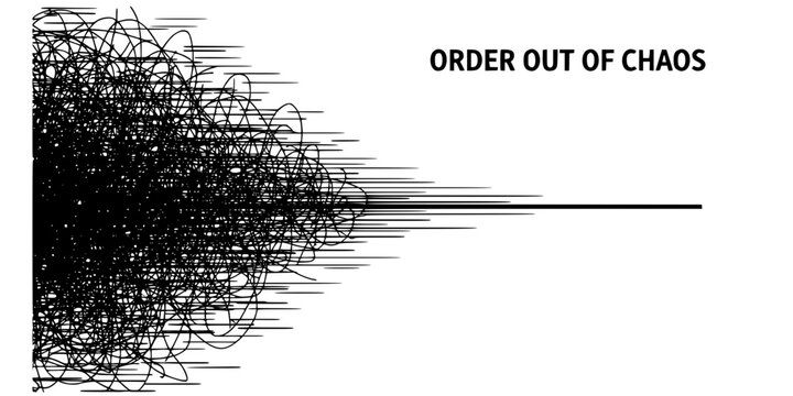 Chaos to Order Line Scribble Vector Illustration Abstract Concept