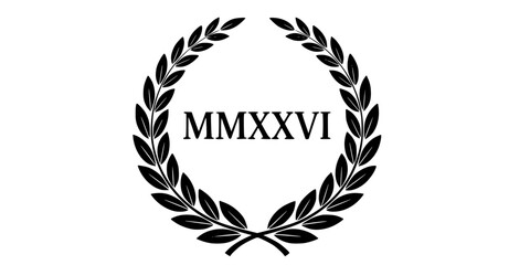 Obraz premium Roman Numerals MMXXVI Laurel Wreath Vector Illustration New Year 2026