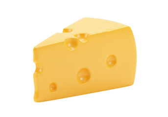 Swiss cheese wedge isolated PNG on transparent background, yellow dairy product with holes for food design and healthy eating concepts
