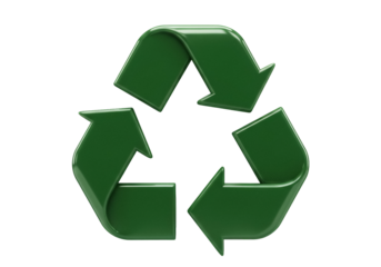 Green recycling symbol PNG isolated on transparent background, eco-friendly arrow sign for environmental conservation and sustainability projects