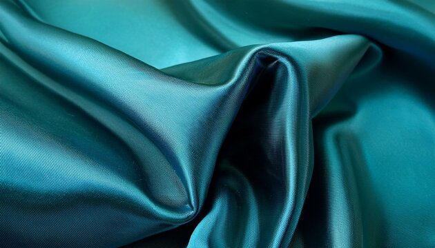 teal silk fabric drapes in smooth folds