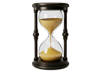 Elegant hourglass with golden sand isolated PNG, time management concept for deadlines and...