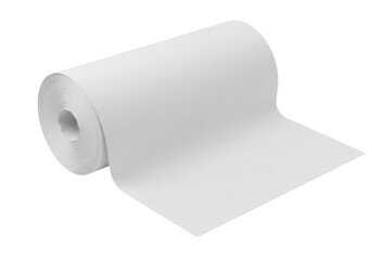 Roll of white paper PNG isolated on transparent background, blank sheet for printing and drawing, office supply