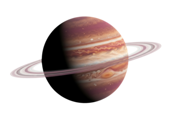 Realistic Saturn planet with rings isolated PNG on transparent background, detailed gas giant for space exploration and educational purposes