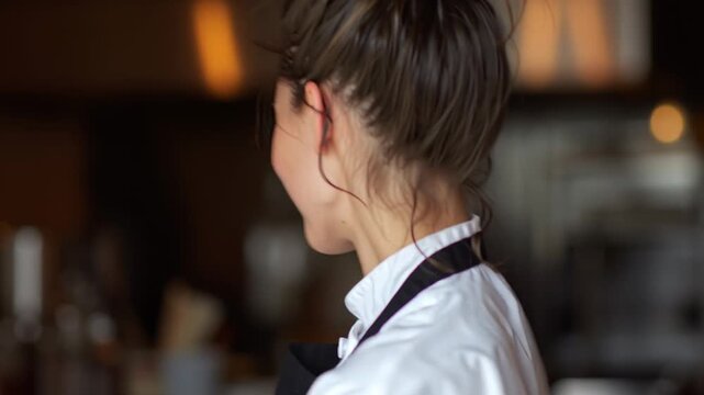 Chef prepares dishes in a busy kitchen during the dinner rush in a restaurant