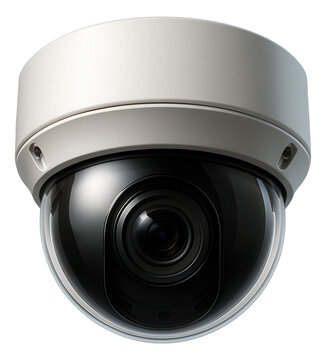 Dome security camera installed in the corner of a metro station ceiling.