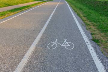 Bike symbol is drawn on the road to indicate a bike lane