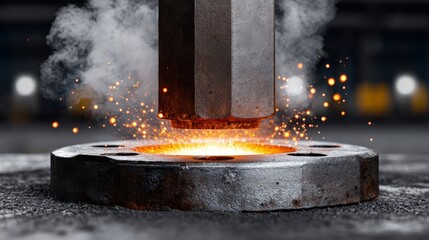 A piece of metal is being shaped by a hammer. Concept of hard work and determination as the metal is being transformed into a new form