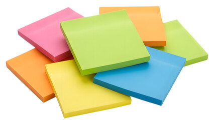 Colorful sticky notes isolated on a transparent background multicolored adhesive notes