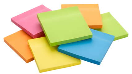 Colorful sticky notes isolated on a transparent background multicolored adhesive notes