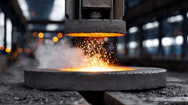 A metal casting is being made in a factory. Concept of industry and hard work - Powered by Adobe