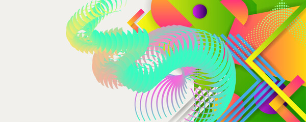 Fresh new concert idea color 2026 2027 background template summer juicy colors background with geometric elements, lines, and dots. Banner web or print or background
