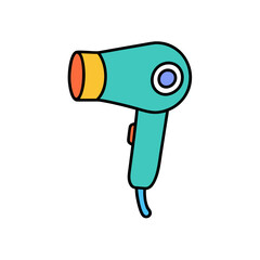 Colorful hair dryer icon illustration on black background