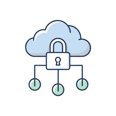 Cloud Security Icon — Lock Symbol, Minimal Line Vector (SVG)
