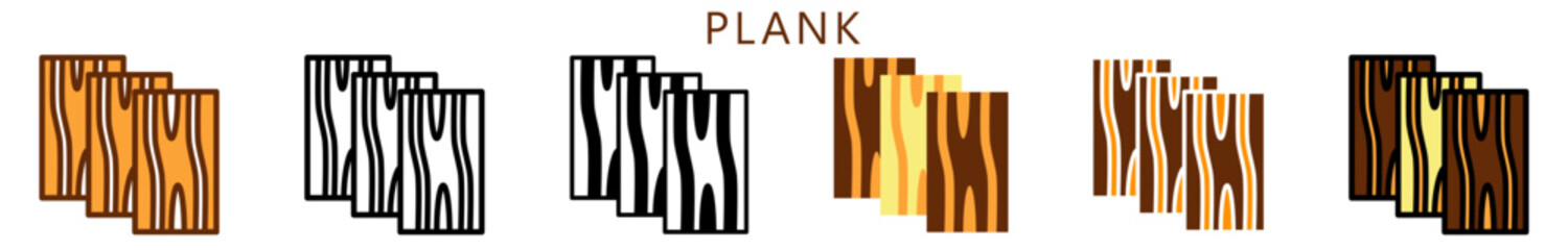 Plank Multi Style Icon, Flat, Line, Glyph, Lineal, Dual Tone. Relate To Carpentry, Wood Industry. Use For Modern Concept, Ui, Ux Web And App Development.