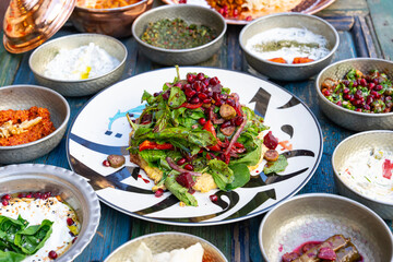Traditional Ottoman Cuisine Dishes (Osmanli Mutfagi) Photo, Ramadan Background Iftar Table,  Uskudar Istanbul, Türkiye (Turkey)