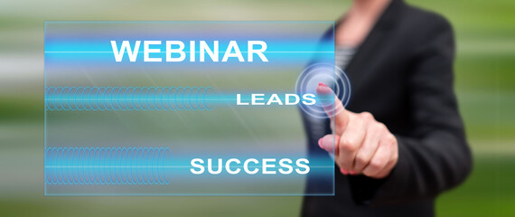Woman touching a webinar concept