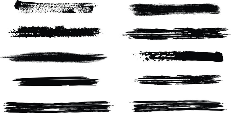 Black brush strokes set