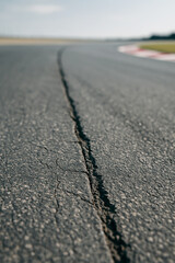 Cracked Asphalt Seam on Professional Race Track Surface