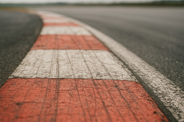 Worn Racing Track Curb Detail with Red and White Paint Texture