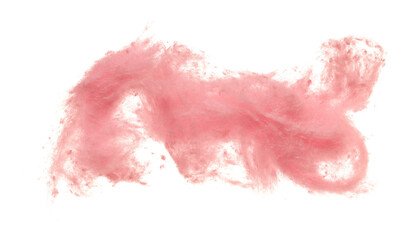 Color absorbent cotton wool pads flying, swabs, red wadding isolated on white background and texture, clipping path